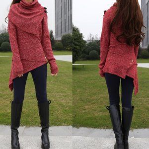 Etsy red heather artsy sweater, size xs-s